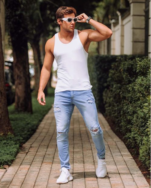 Calça Jeans Masculina Super Skinny com Rasgos e Puídos - Linha Itália 21593 Clara Rasgada