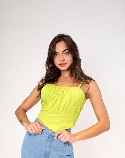 Blusinha Feminina Canelada Cropped com Alcinha Verde   90079v Unica