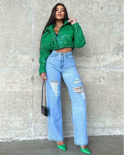 Calça Jeans Feminina Wide Leg com Rasgo Duplo No Joelho  29015r Clara Rasgada
