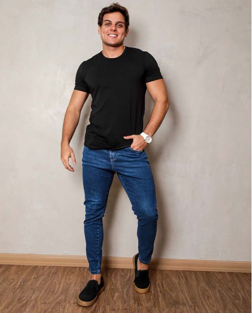 Calça Jeans Masculina Super Skinny Média Básica - Linha Itália   20975 Unica