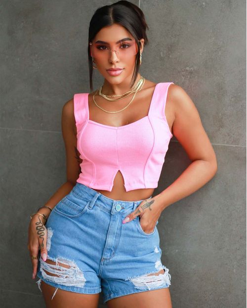 Shorts Jeans Feminino Mom com Rasgos e Puídos 07505 Clara Rasgada