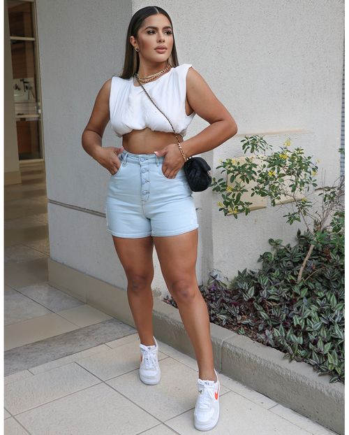 Shorts Mom Claro C/botões a Vista 20502 Unica