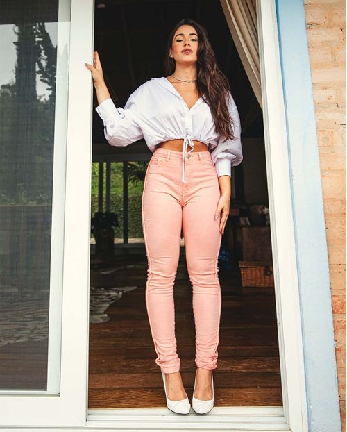 Calça Feminina Skinny Hot Pants com Detalhe Lateral Na Perna  21600 Rose