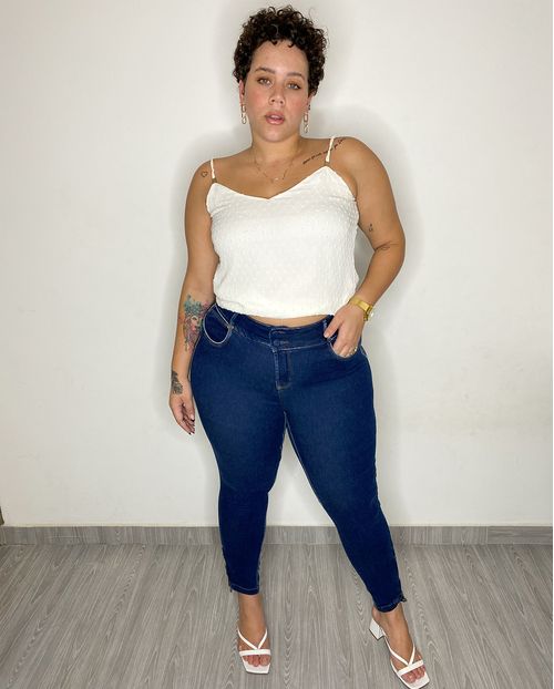 Calça Skinny Plus C/zíper Na Barra 20961 Unica