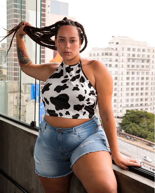 Shorts Plus C/detalhe de Ilhós No Espelho 20518 Unica