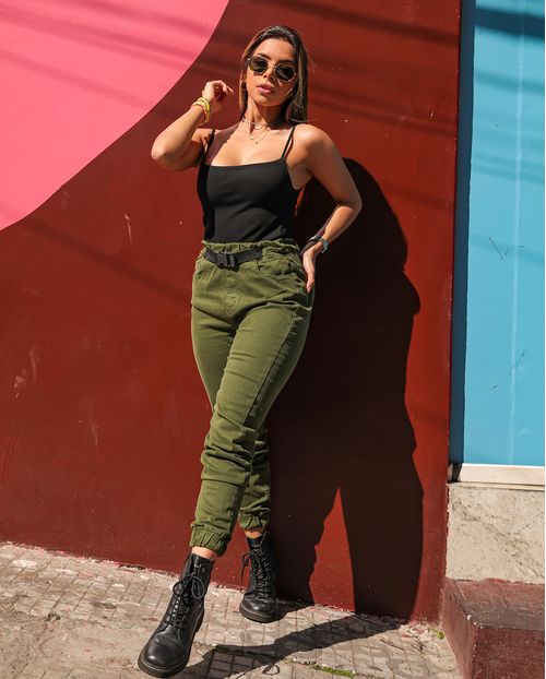Calça Jogging Verde C/cinto Embutido 20702 Unica