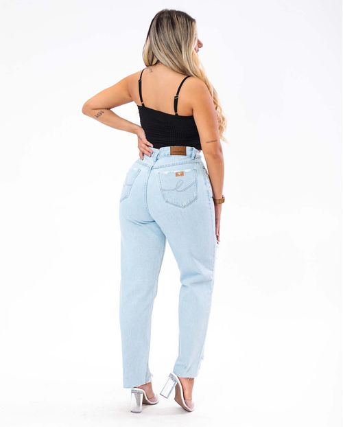 Calça Jeans Feminina Mom com Rasgos e Puídos  21707 Clara Rasgada