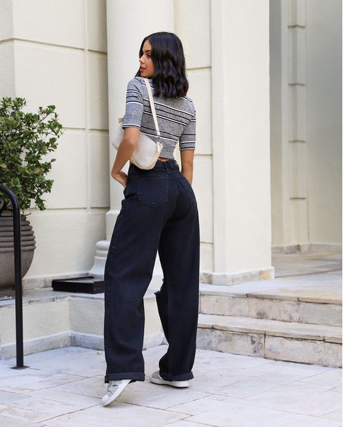Calça Fem Wide Leg Preto 20965 Unica