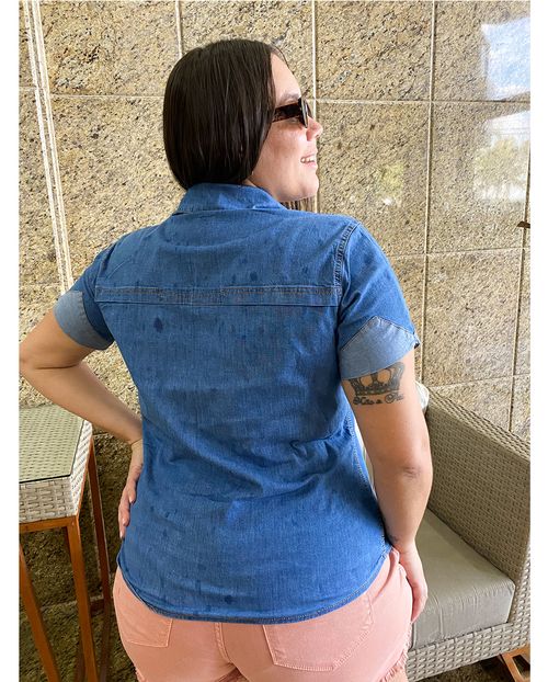 Camisa Jeans Feminina Plus Size 17923 Unica