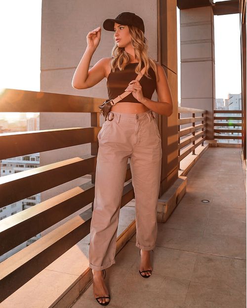 Calça Baggy Rosa 100% Algodão 21044 Unica
