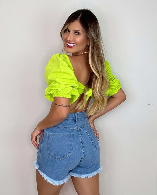 Shorts Jeans Feminino Mom com Strass No Forro Dos Bolsos 22636 Clara Rasgada