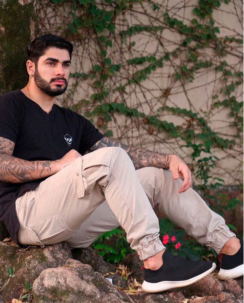 Calça Masculina Jogging Cargo  Bege - Linha Itália  2484cb Unica