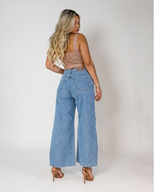 Calça Cropped Oversize Algodão 21099 Unica