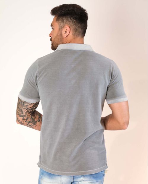 Camisa Masculina Polo Cinza Consciência   80047c Cinza