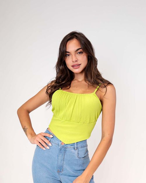 Blusinha Feminina Canelada Cropped com Alcinha Verde   90079v Unica