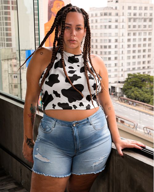 Shorts Plus C/detalhe de Ilhós No Espelho 20518 Unica