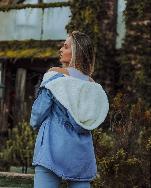 Parca Jeans Feminina Forrada 20531 Média