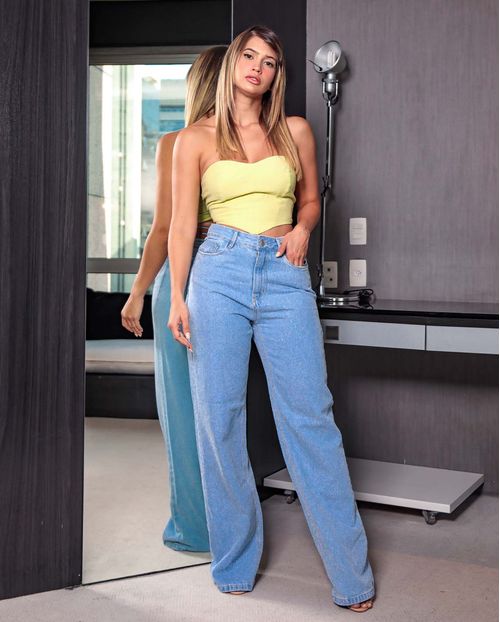 Calça Jeans Feminina Wide Leg Básica 26000 Clara