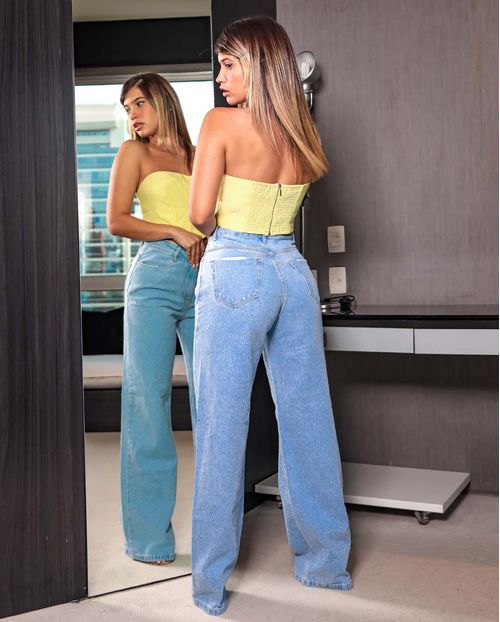 Calça Jeans Feminina Wide Leg Básica 26000 Clara