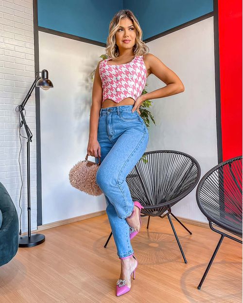 Calça Jeans Feminina Mom Básica Vibes Iara 00131 Média