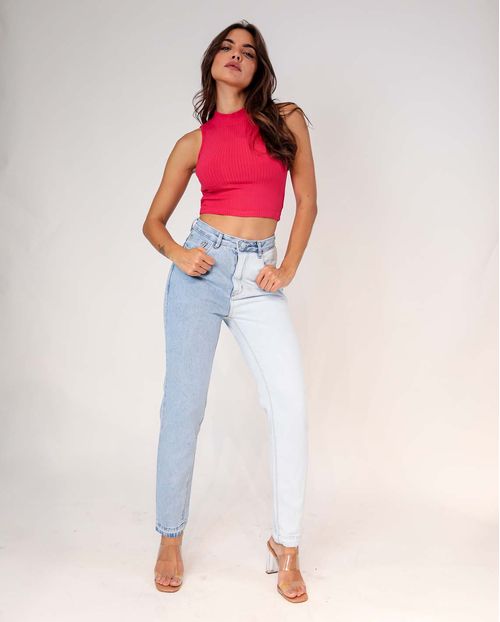 Regata Feminina Canelada Gola Alta Rosa   90078r Unica