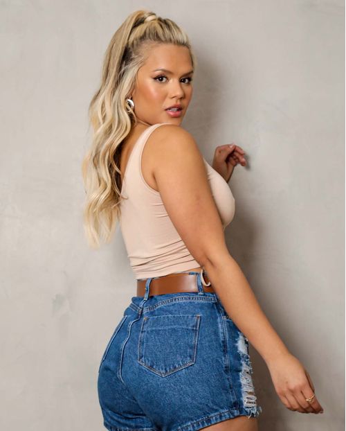 Blusa Feminina Cropped Bege com Amarração Lateral   90086b Unica