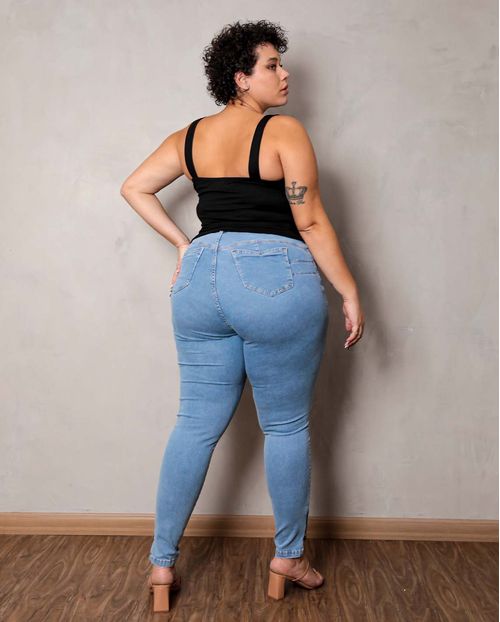 Calça Jeans Feminina Plus Skinny Clara com Zíper Na Barra   21340 Clara