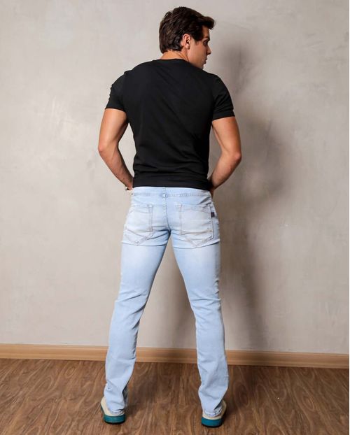 Calça  Jeans Masculina Slim Clara com Puídos - Linha Man Style   21502 Unica
