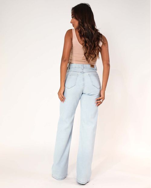 Calça Jeans Feminina Wide Leg Básica Clara com Elastano    29012 Unica