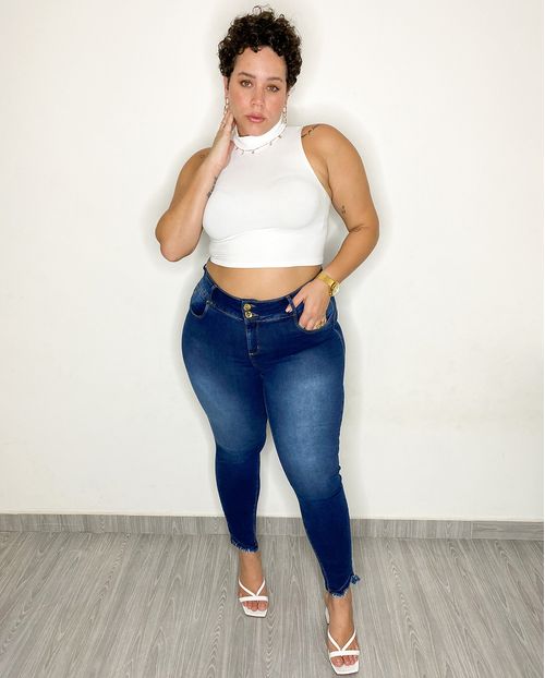 Calça Skinny Plus C/barra Irregular 21195 Unica
