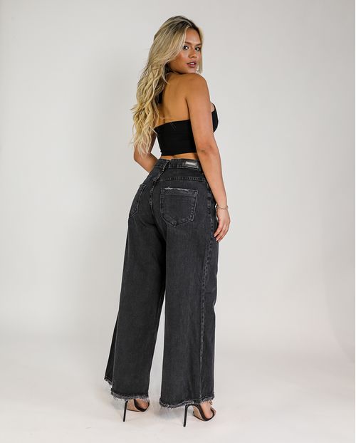 Calça Extra Baggy Algodão Preta 02903p Unica