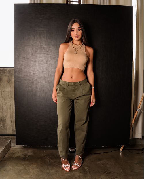 Calça Feminina Slouchy Algodão Verde 19999 Unica