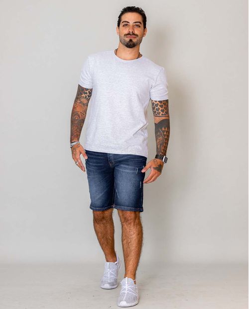 Bermuda Jeans Masculina com Puídos - Linha Man Style  21627 Escura