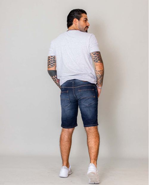 Bermuda Jeans Masculina com Puídos - Linha Man Style  21627 Escura