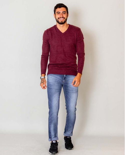 Calça Jeans Masculina Slim Used Básica - Linha Man Style  21827 Média