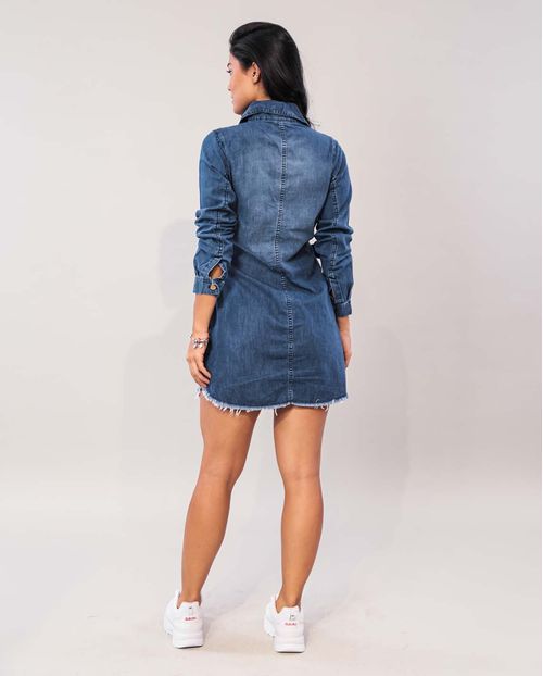 Chemise Jeans Feminino com Cinto de Amarração 16743 Unica