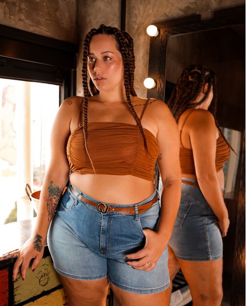 Shorts Feminino  Plus Consciência Jeans , Coleção Verão Plus-20471 Unica