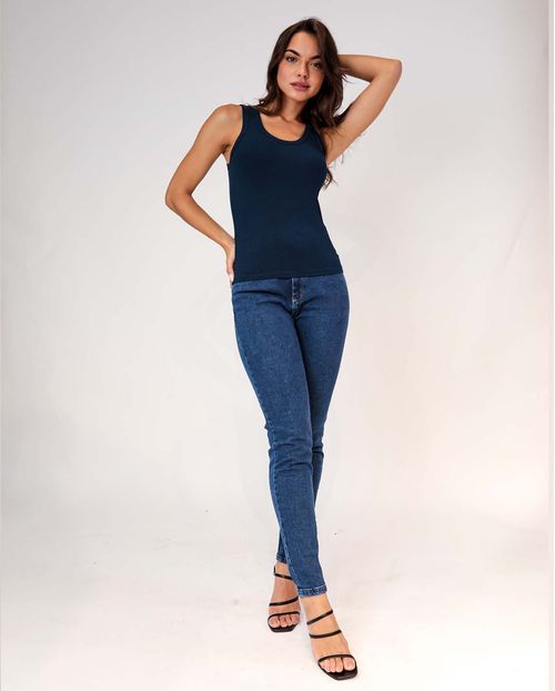 Regata Feminina Canelada Azul   90074a Unica