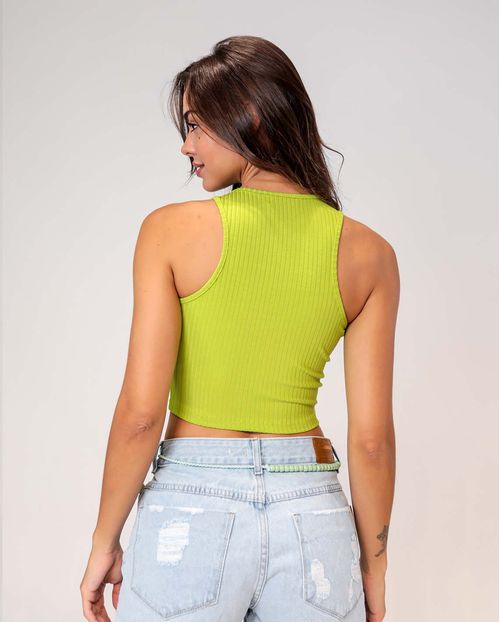Regata Feminina Canelada Cropped Verde   90075v Unica