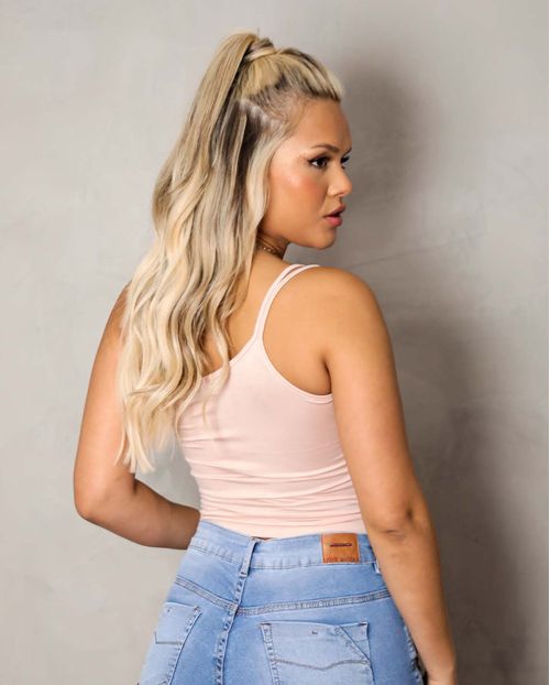 Blusa Feminina Cropped Bege com Duas Alças Ombro Único 90084be Unica