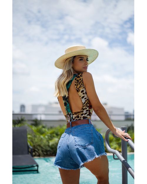 Shorts Jeans Feminino Godê com Cinto   20268 Unica