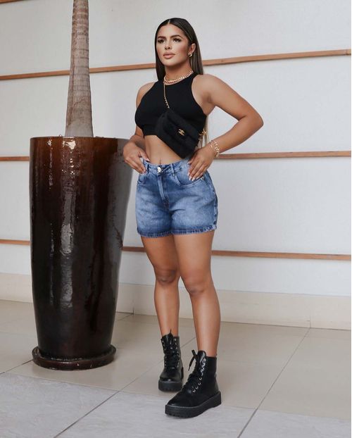 Shorts Jeans Feminino Boyfriend Básico 00231 Média