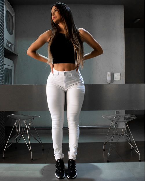 Calça Skinny Hot Pants Preta 21093 Branco