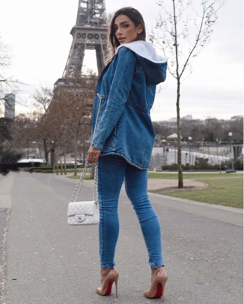 Parca Jeans Feminina Forrada 20531 Médio/escuro
