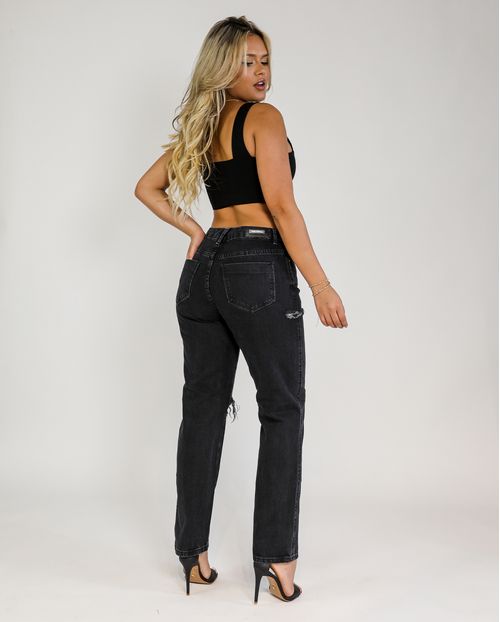Calça Wide Loose Escura C/rasgo 02901v Unica