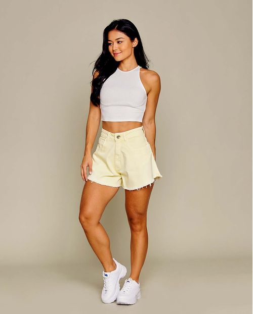 Shorts Fem Godê  Collor  Consciência Jeans, Coleção Verão/21-20332 Amarelo