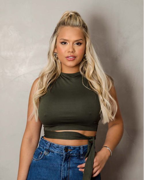 Blusa Fem Cropped Viscolycra Transpassada-90082
 Verde