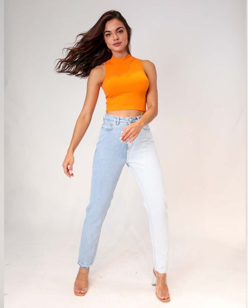 Blusa  Feminina Regata Canelada Consciência  -90078 Laranja