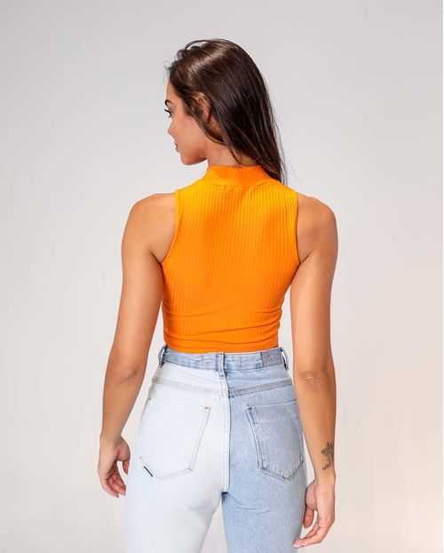 Blusa  Feminina Regata Canelada Consciência  -90078 Laranja