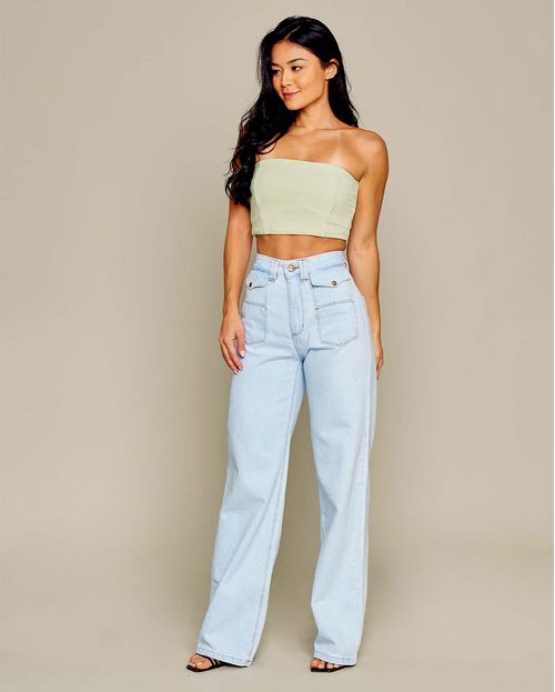 Calça Wide Leg C/bolsos Frontais 21218 Clara